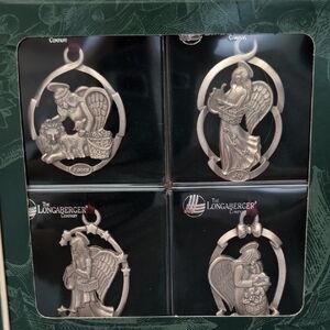 Vintage Longaberger 1998 Angel Pewter Ornaments #71757 Set of 4